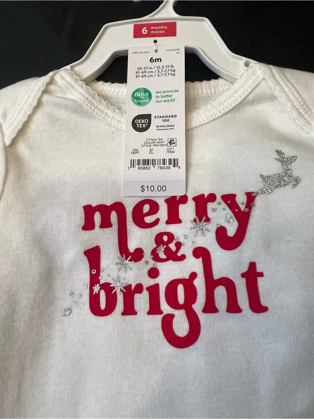 Carter's White & Red "merry & bright" Holiday Matching Set - Picture 4 of 4